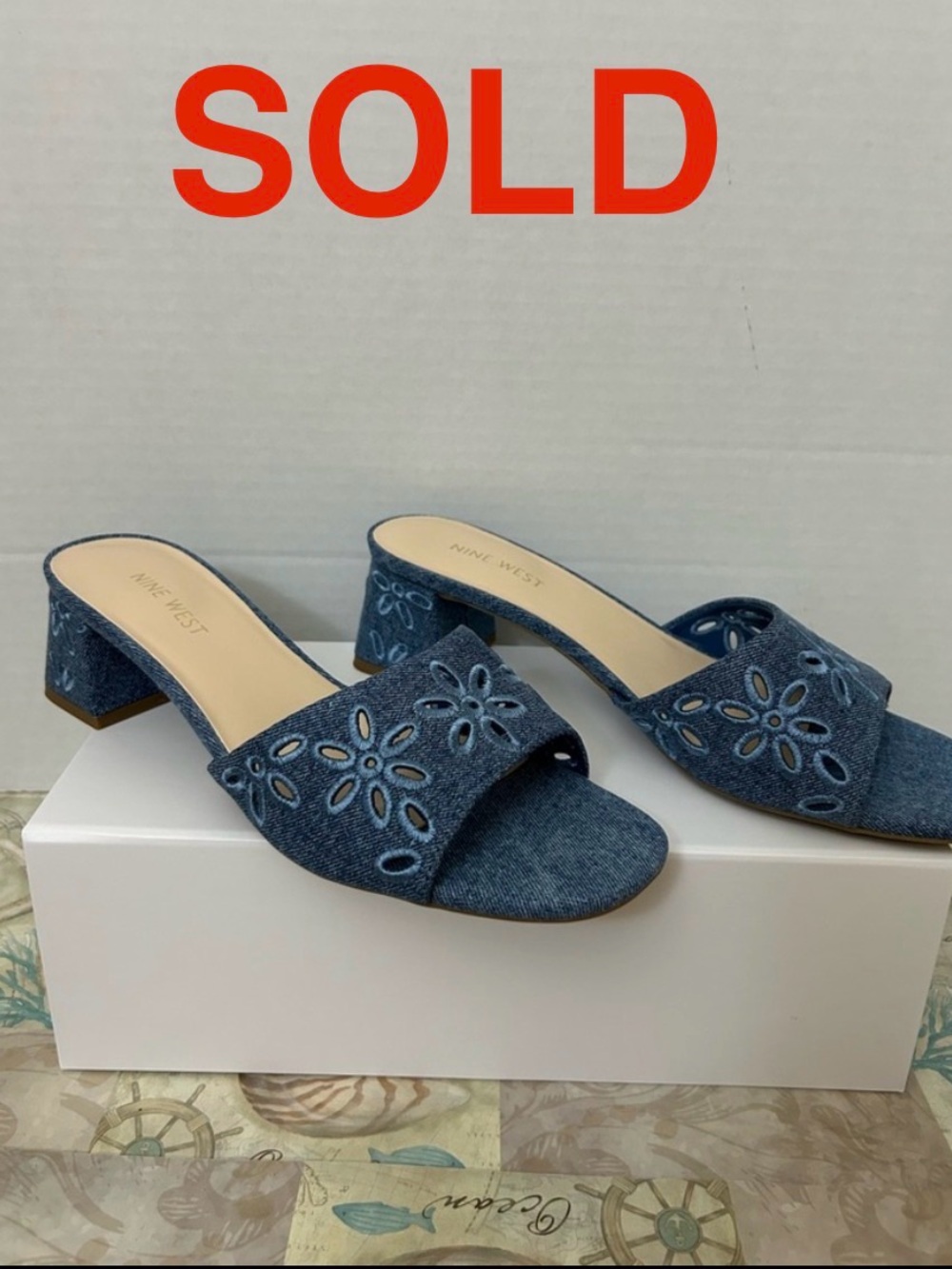 Nine West Lidey Eyelet Slide Sandals, 9